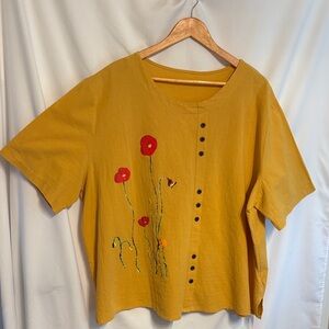Artsy Mustard Boxy Lagenlook Top See measurements.